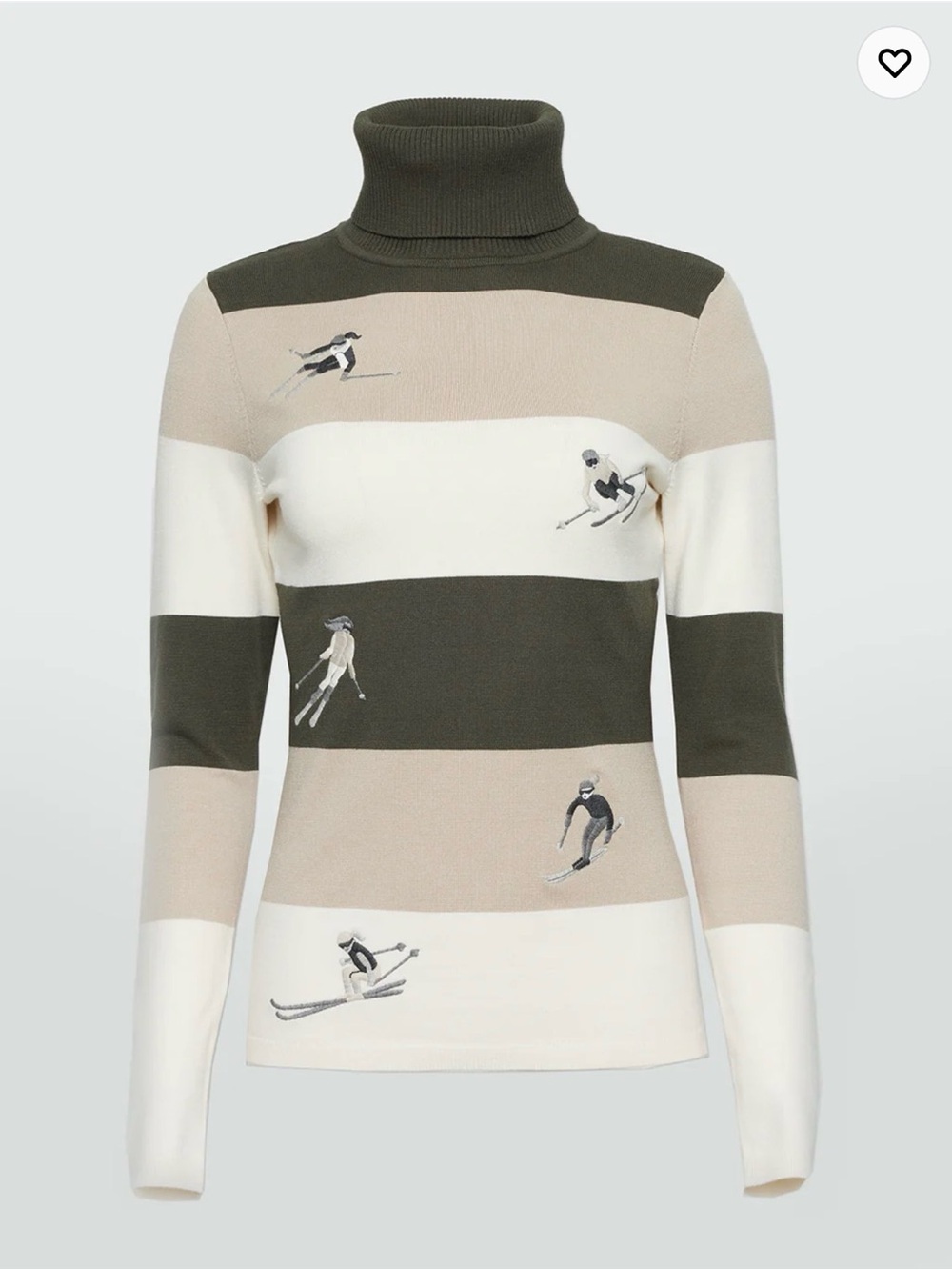 Alp N Rock Avery Striped Turtleneck Sweater in Olive, Beige & Cream 1084